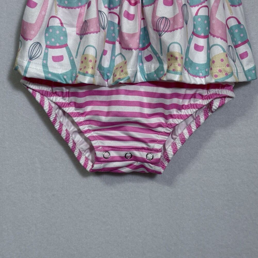 Pete + Lucy Baking Beauty Pink Blue Bubble Bodysuit Romper Girl's Size 18-24M - Picture 7 of 9